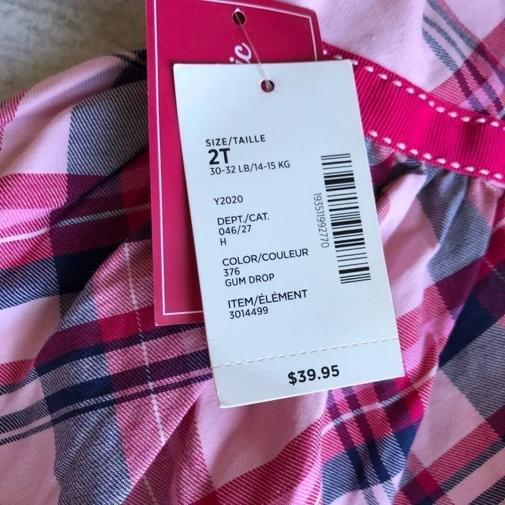 Gymboree Girls Pink Plaid Cotton Twill Dress Preppy Puppy Size 2T